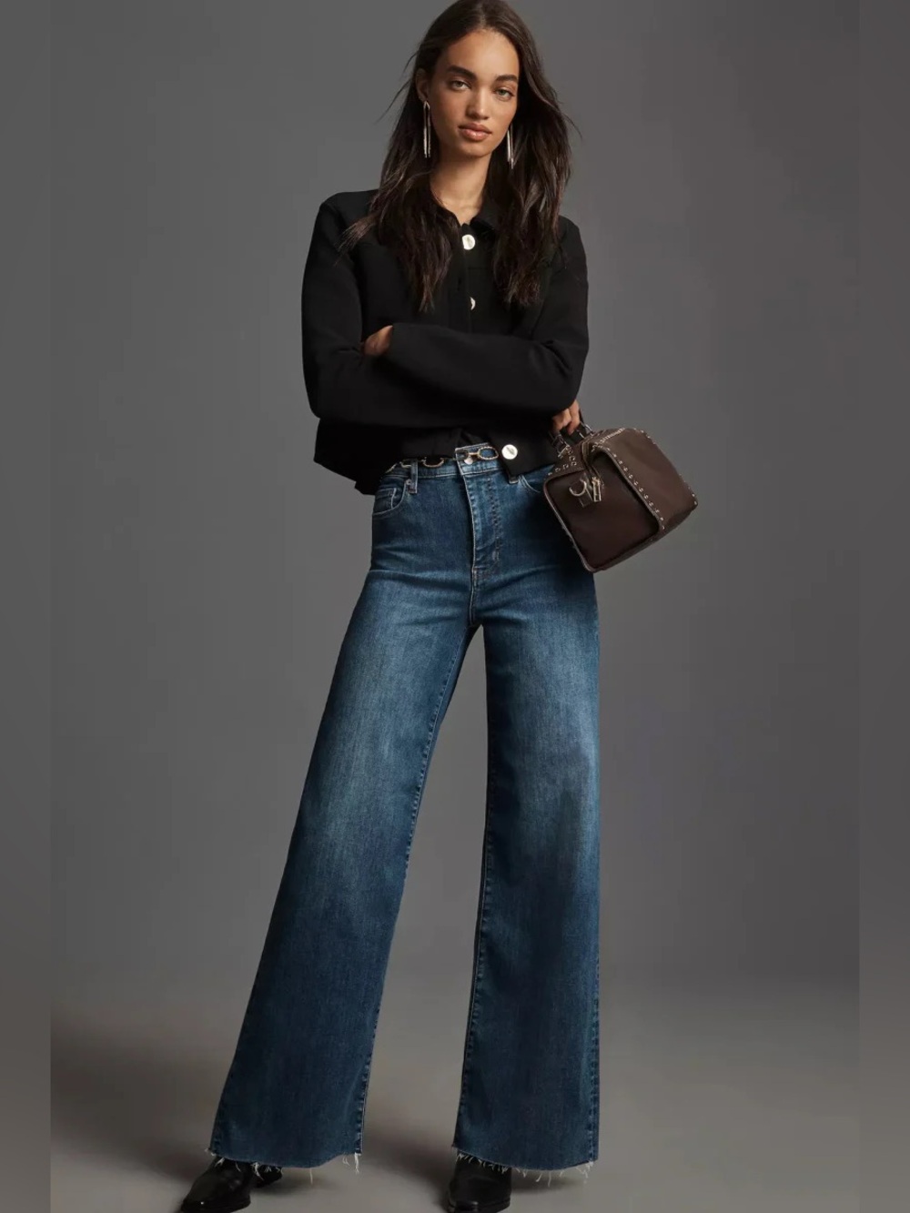 FRAME - LE SLIM PALAZZO RAW FRAY JEANS